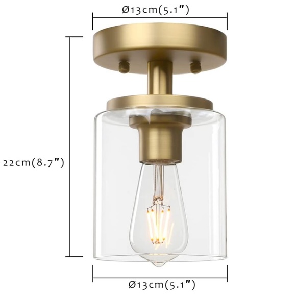 Industrial Ceiling Light Fixture Glass Shade, Light Flush Mounted home light - Picture 2 of 11